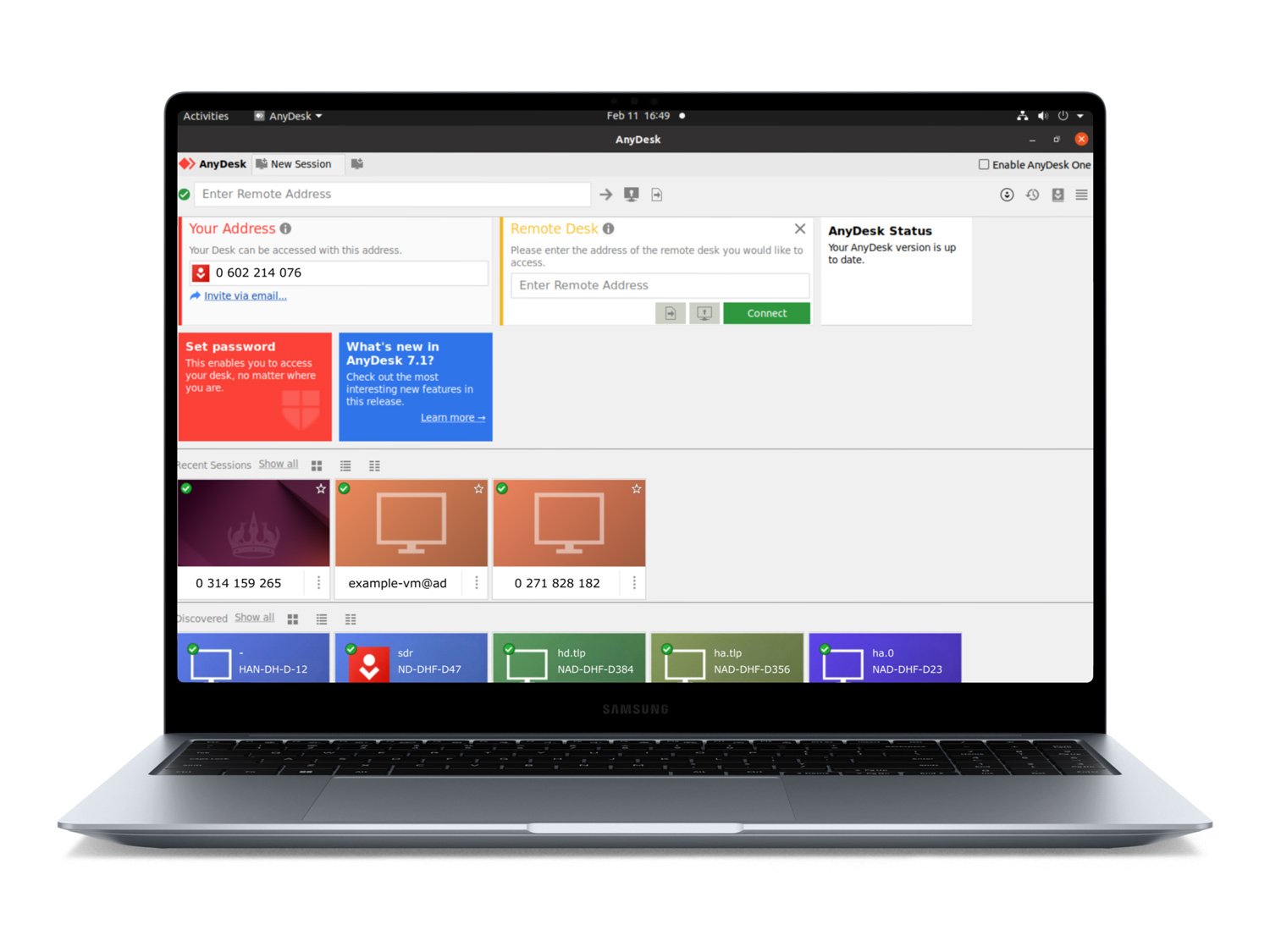 Exemplo visual do AnyDesk em notebook
